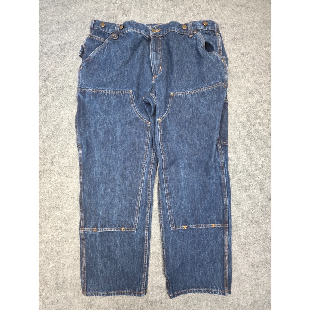 Carhartt Relaxed Fit Double Knee Denim Work Pants 40 x 30 (FITS 36 x 28) Relaxed
